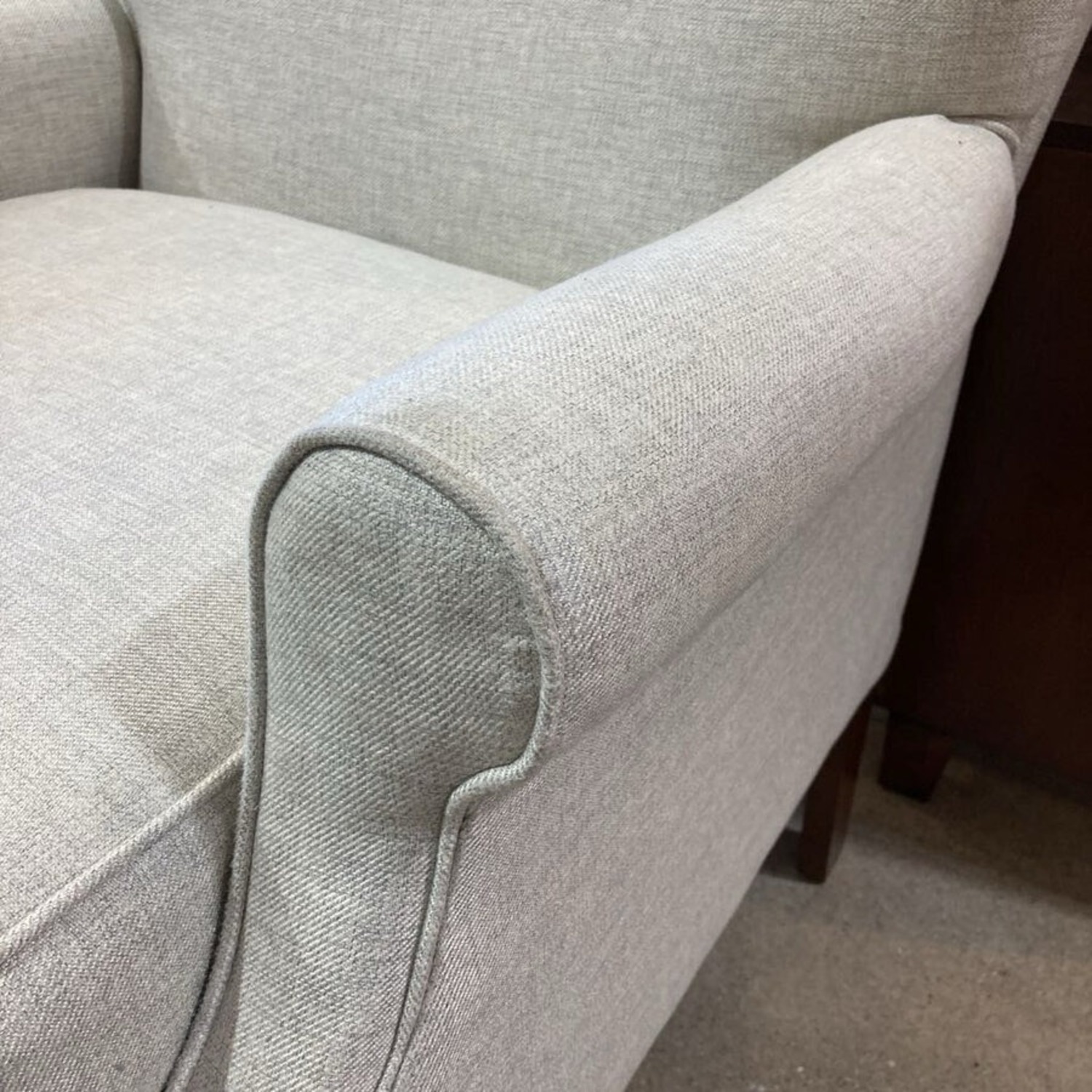 Linen Roll Arm Wide Back Chair Oatmeal - image-6