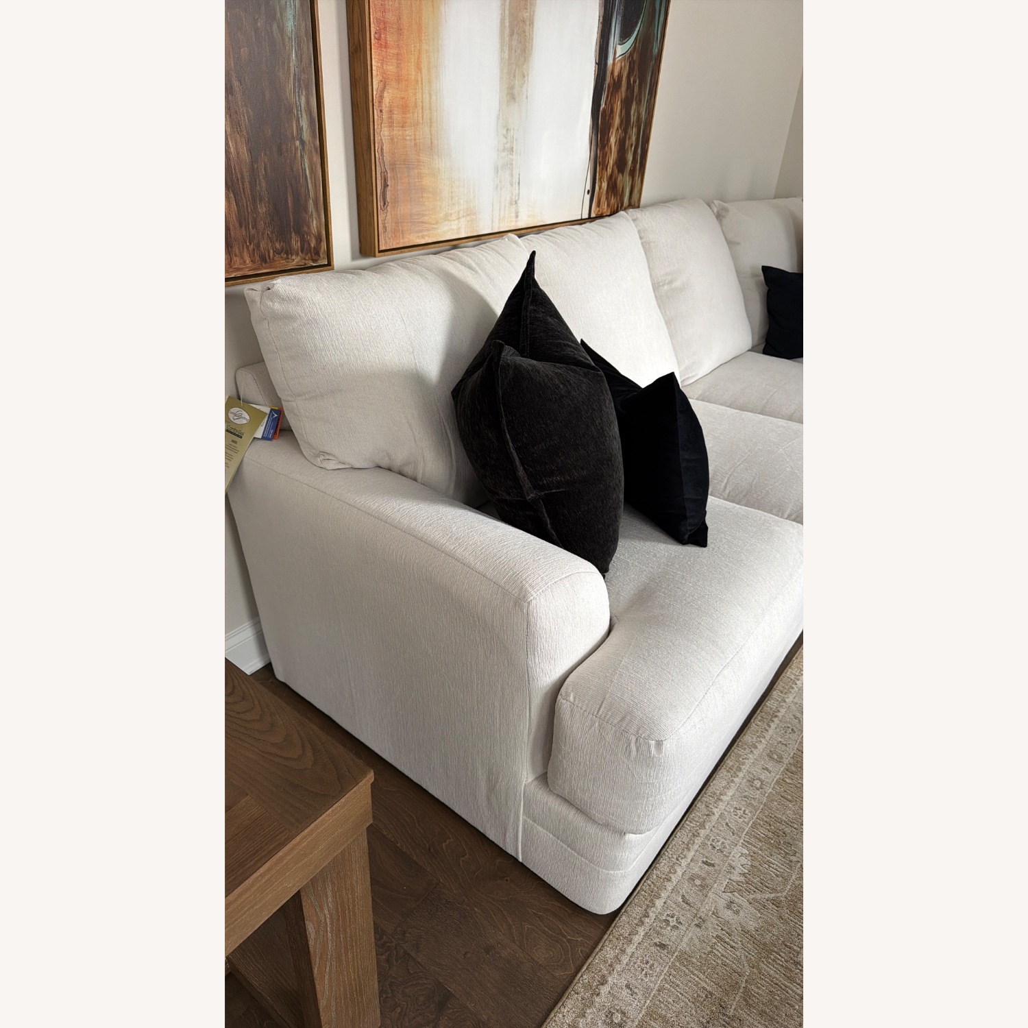 White Fabric 3+ Piece Sectional - image-5