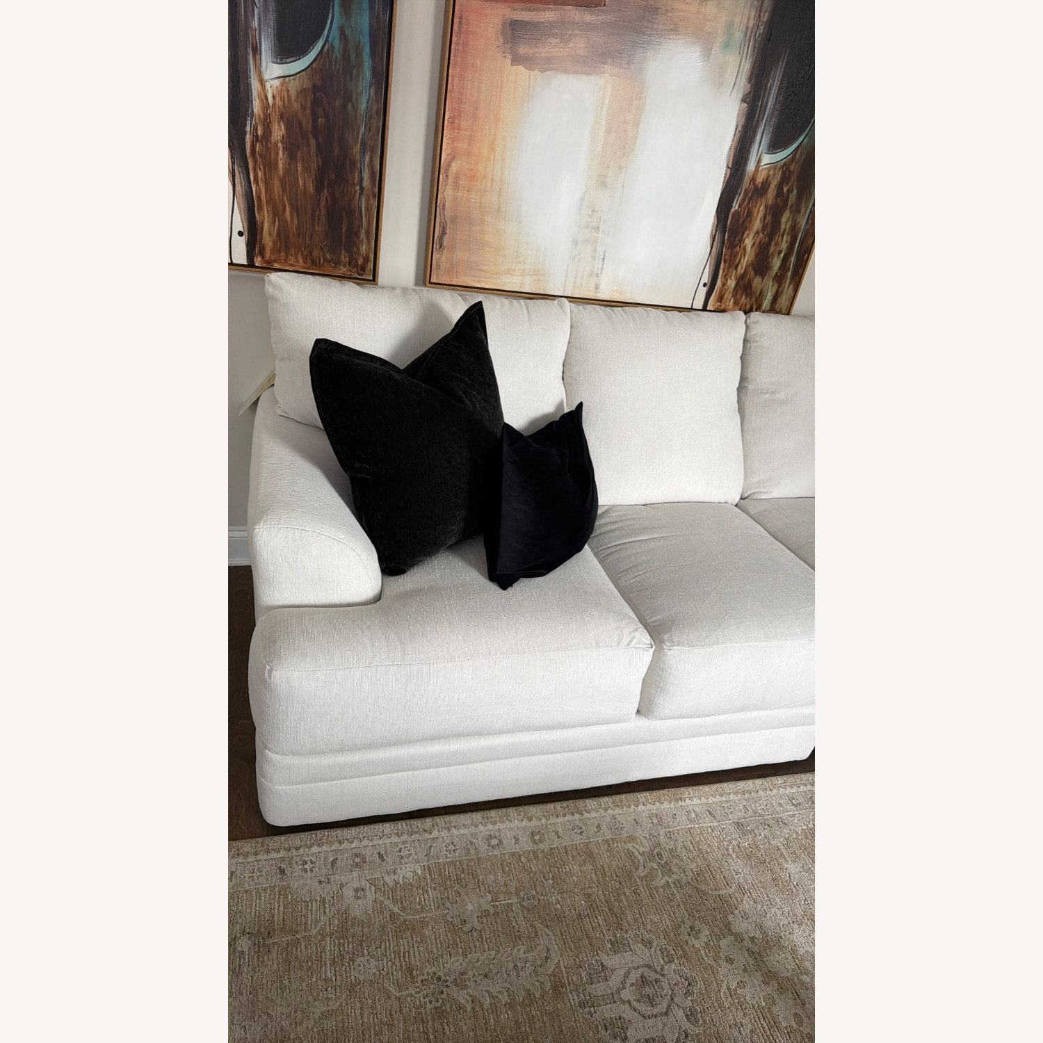 White Fabric 3+ Piece Sectional - image-2