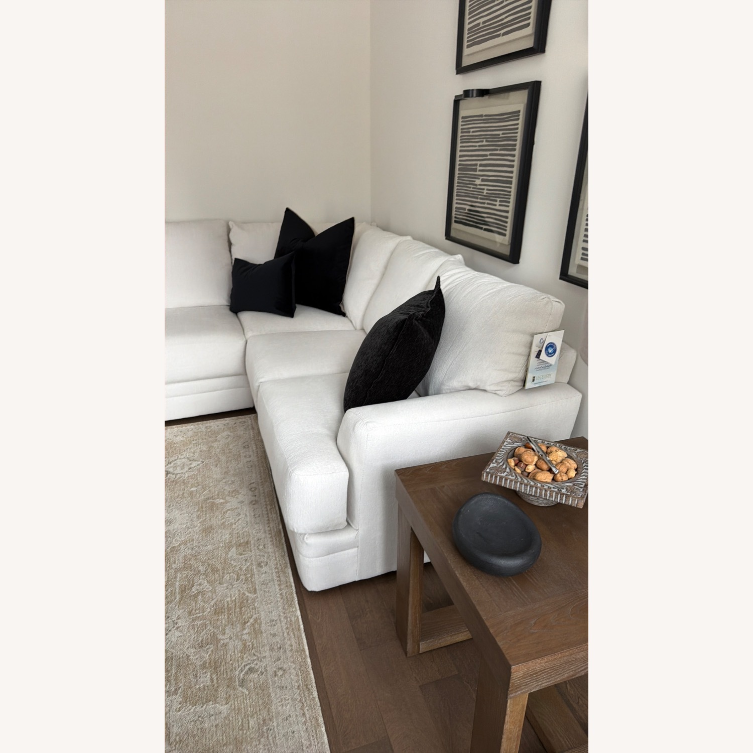 White Fabric 3+ Piece Sectional - image-4