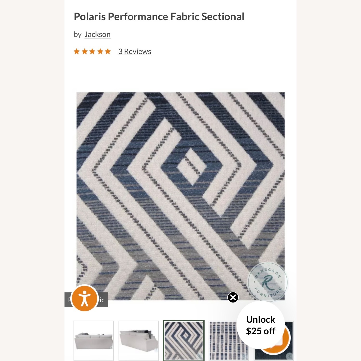 White Fabric 3+ Piece Sectional - image-6