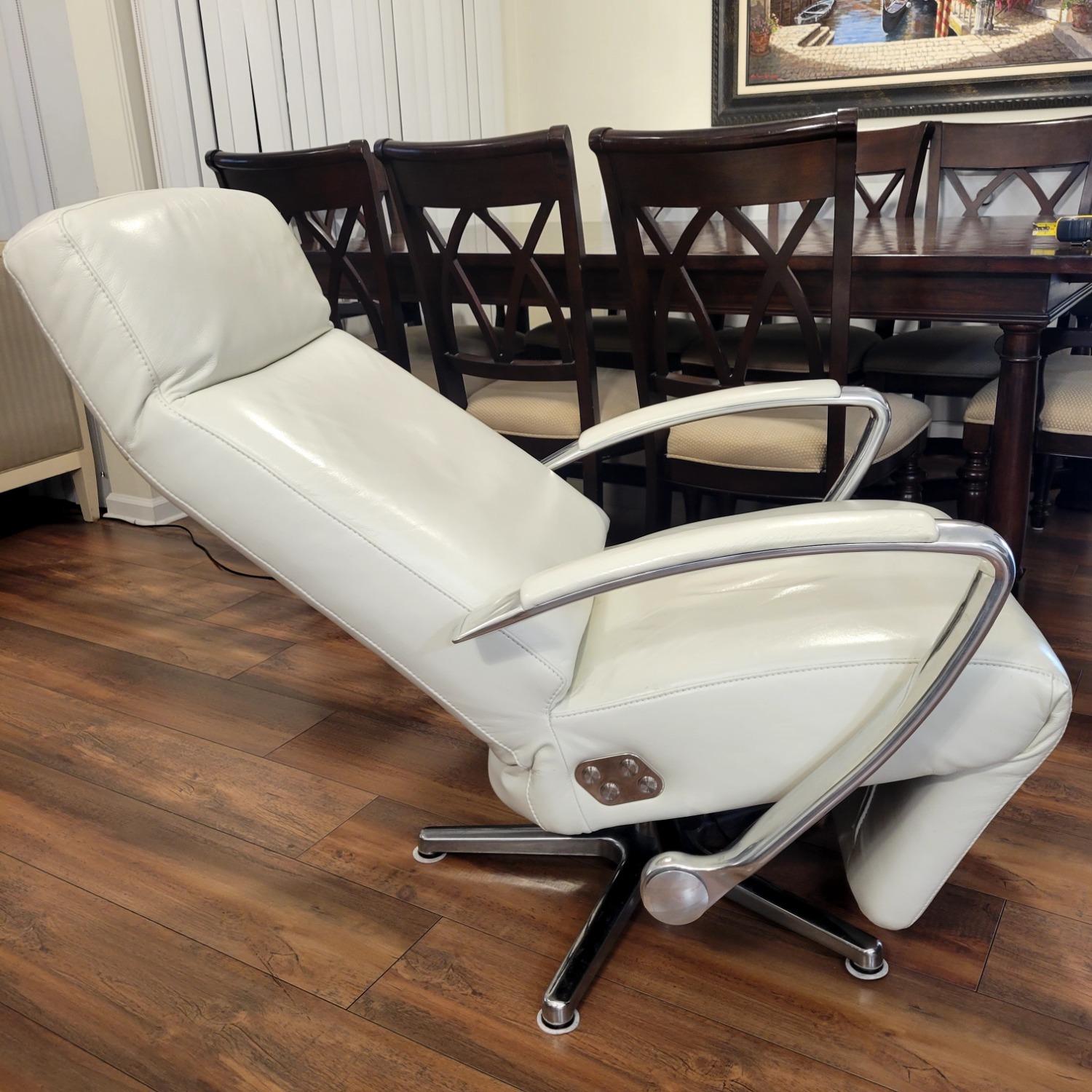 W. Schillig USA White Leather Recliner - image-2