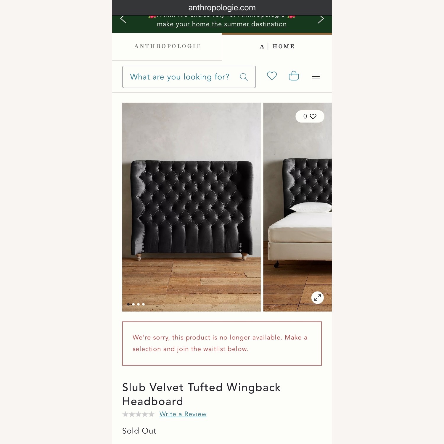 Anthropologie Black Velvet Headboard - image-3