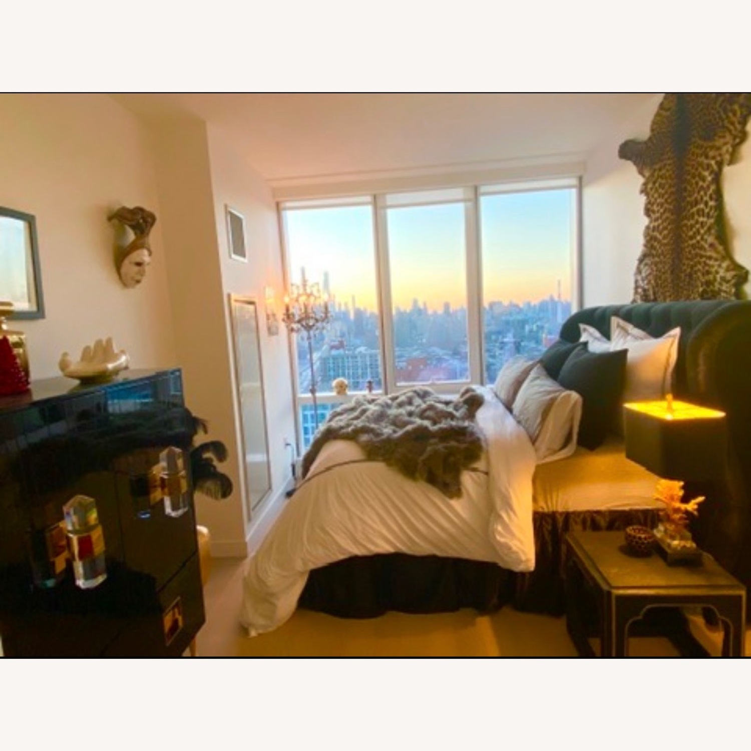 Anthropologie Black Velvet Headboard - image-5