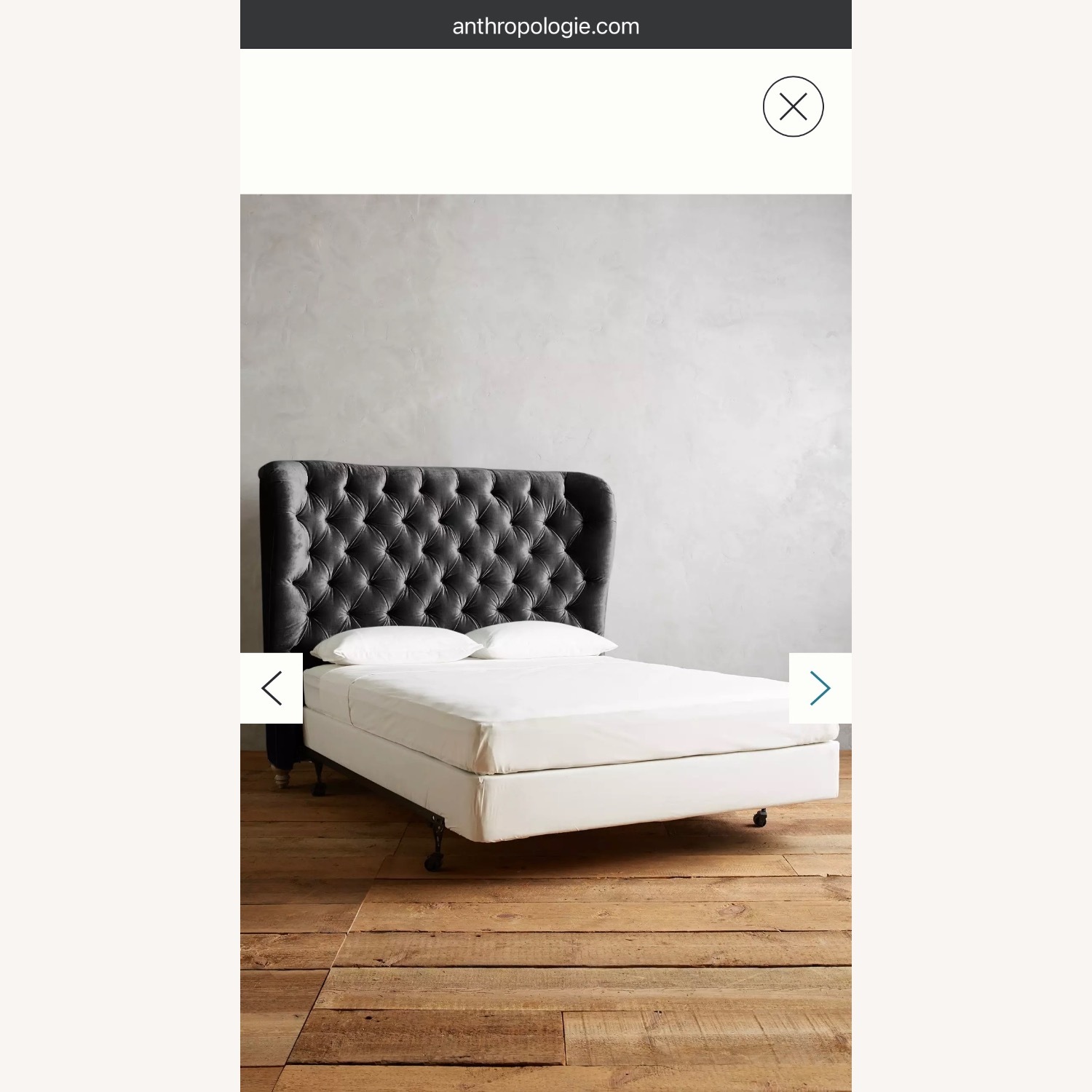 Anthropologie Black Velvet Headboard - image-1