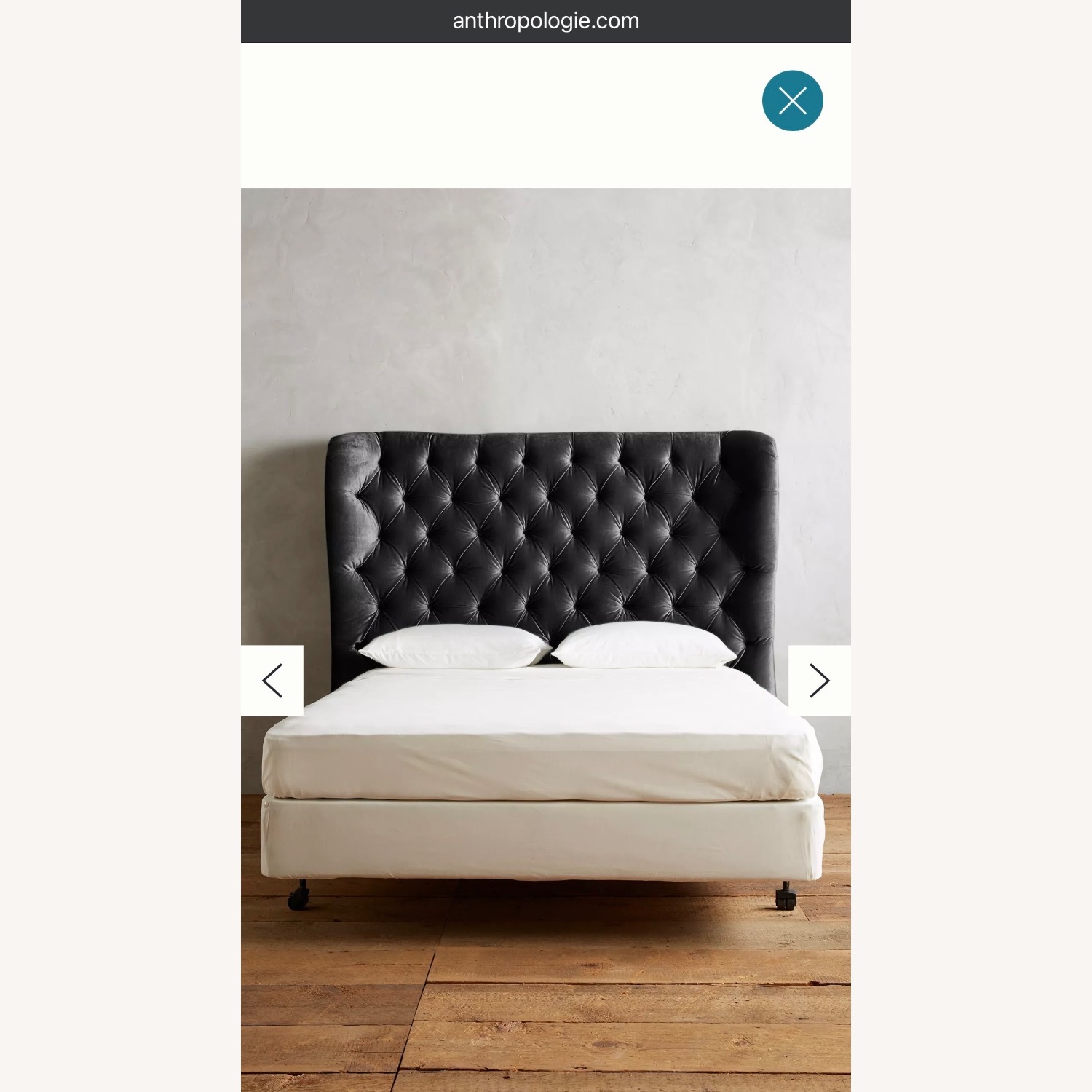 Anthropologie Black Velvet Headboard - image-2
