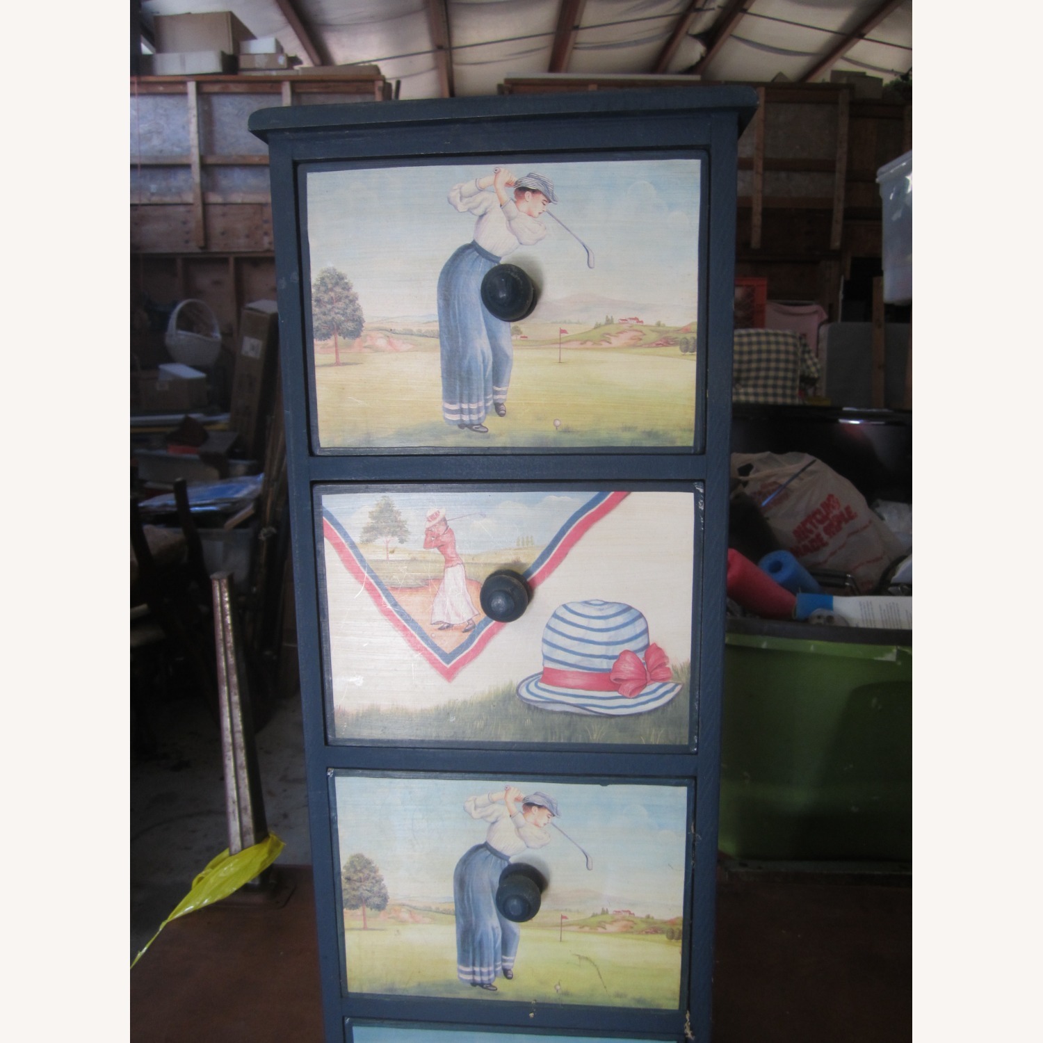 Vintage/Antique Finds Blue Wood Media Storage - image-2