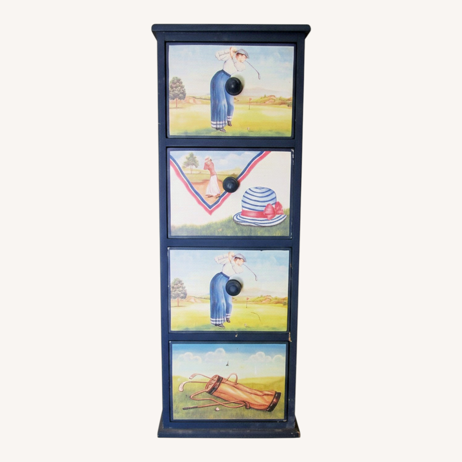 Vintage/Antique Finds Blue Wood Media Storage - image-0