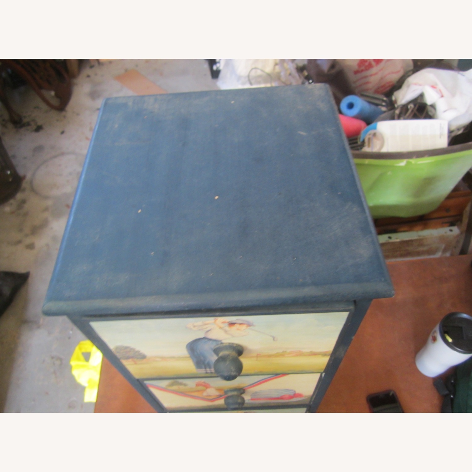 Vintage/Antique Finds Blue Wood Media Storage - image-8