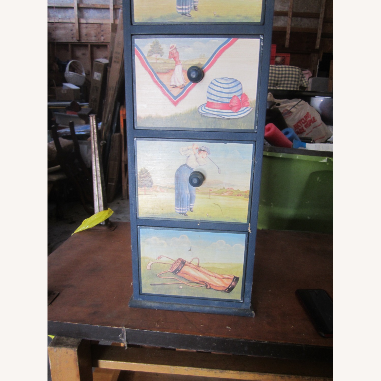 Vintage/Antique Finds Blue Wood Media Storage - image-3