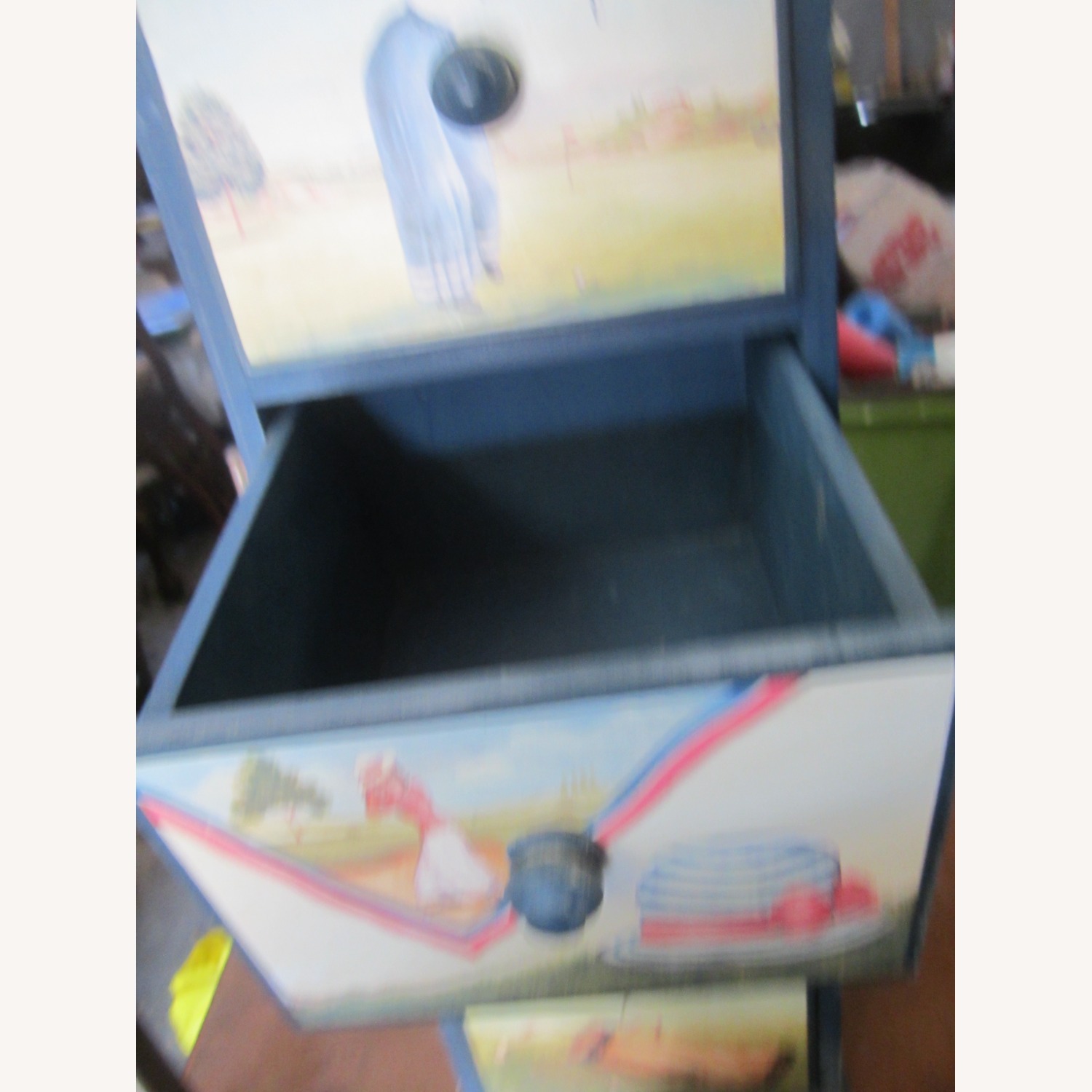 Vintage/Antique Finds Blue Wood Media Storage - image-7