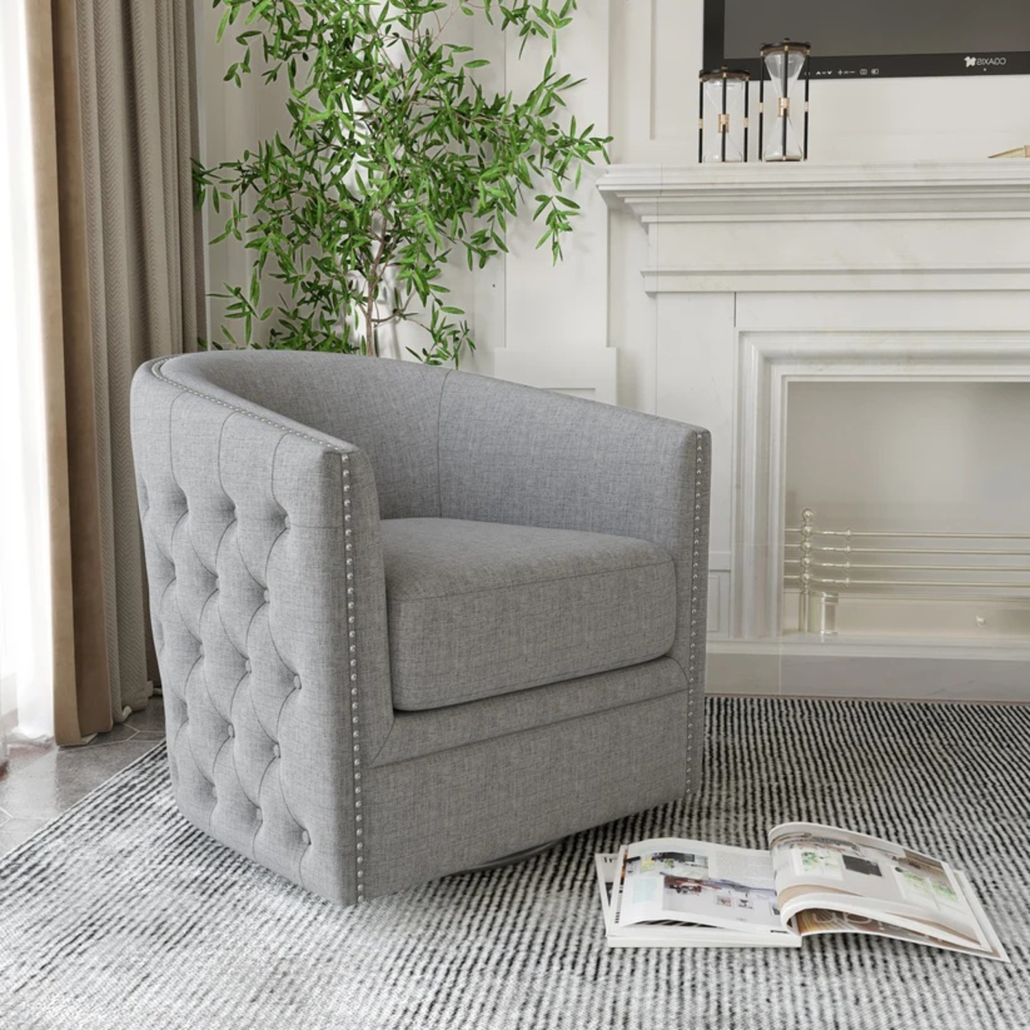 Domesis Light Gray Fabric Accent Chair - image-5