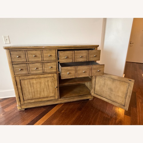 Used Reclaimed Wood Sideboard w Stone Top for sale on AptDeco