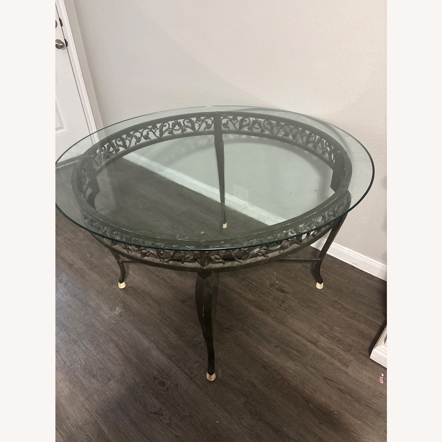 Glass Iron Dining Room Table  Sits Four - image-2