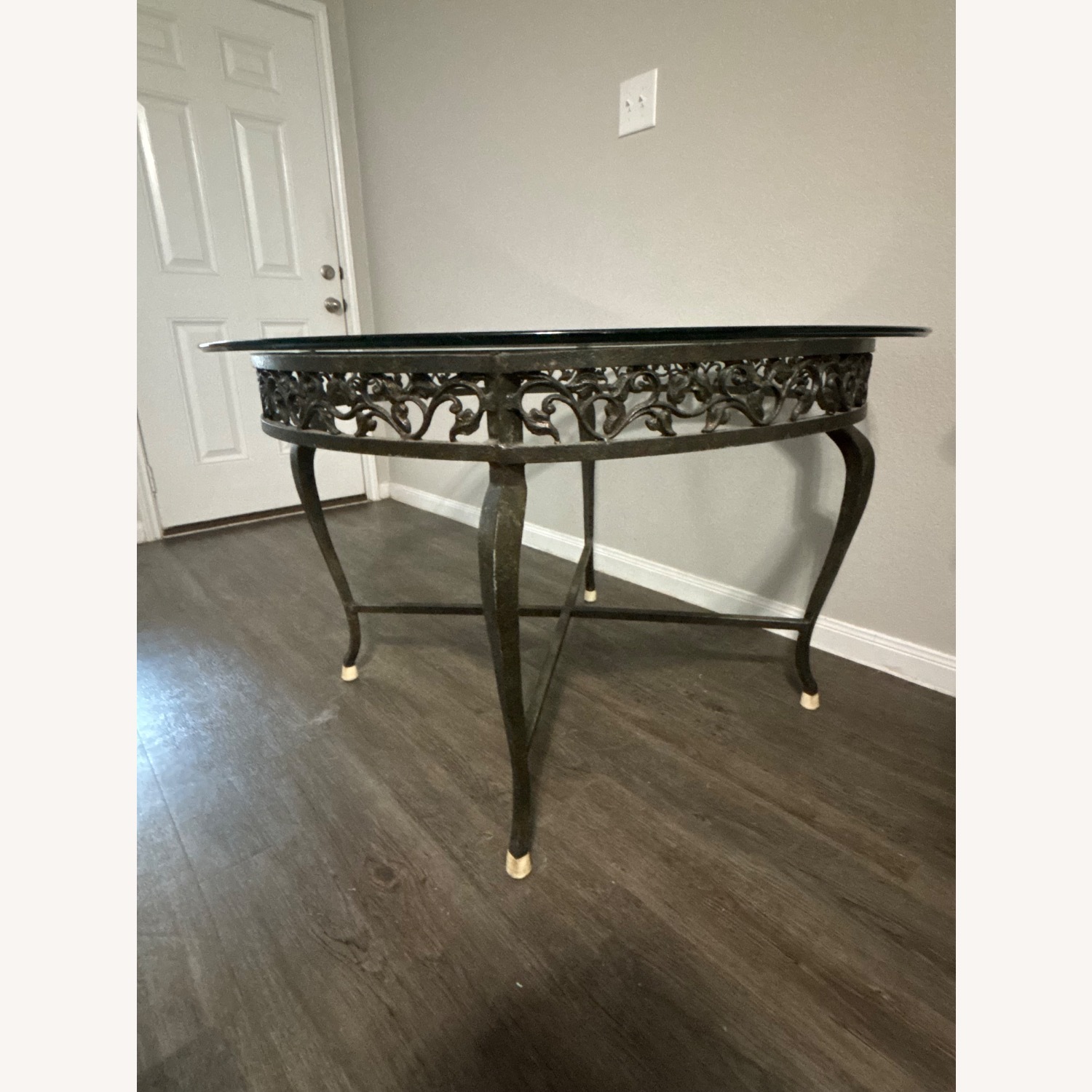 Glass Iron Dining Room Table  Sits Four - image-3