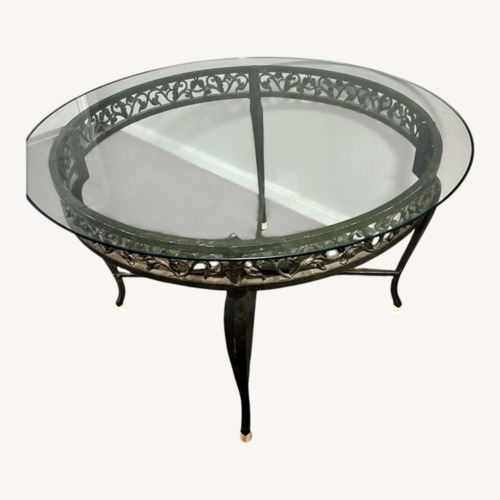 Used Glass Iron Dining Room Table  Sits Four for sale on AptDeco