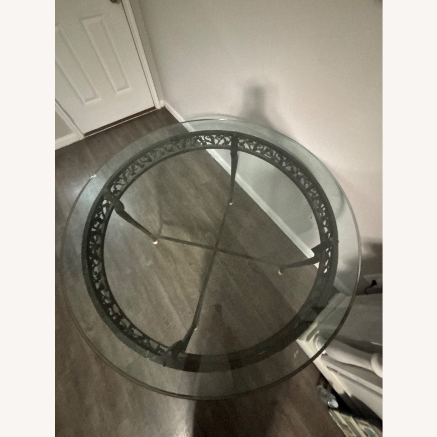 Glass Iron Dining Room Table  Sits Four - image-1