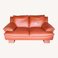 Orange Leather 2 Seater Sofa