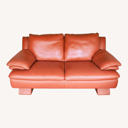 Used Orange Leather 2 Seater Sofa for sale on AptDeco