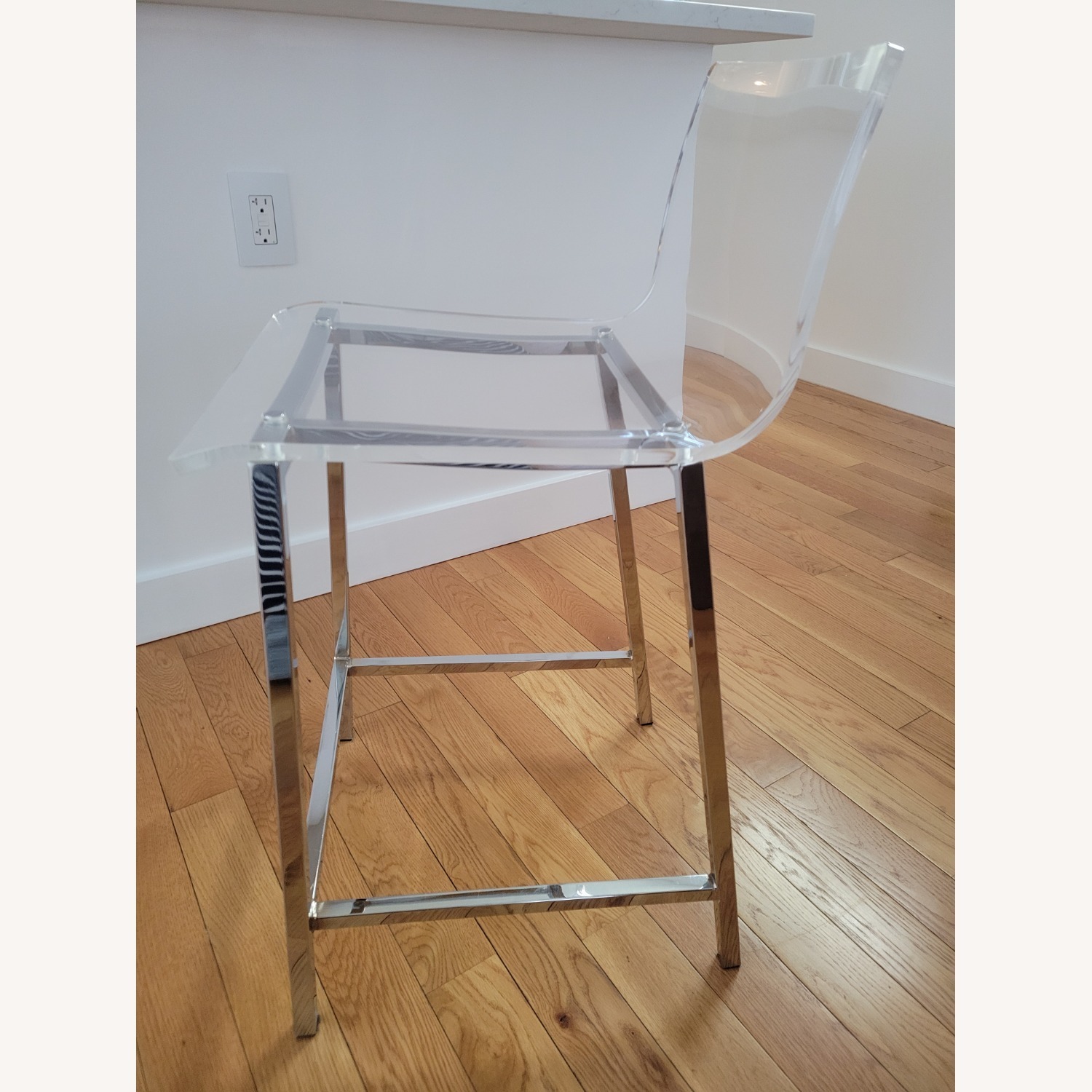 CB2 Mid Century Acrilyc Chrome Counter Stools - image-3