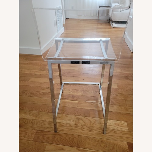 Used CB2 Mid Century Acrilyc Chrome Counter Stools for sale on AptDeco