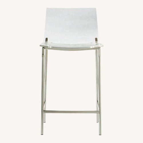 Used CB2 Mid Century Acrilyc Chrome Counter Stools for sale on AptDeco