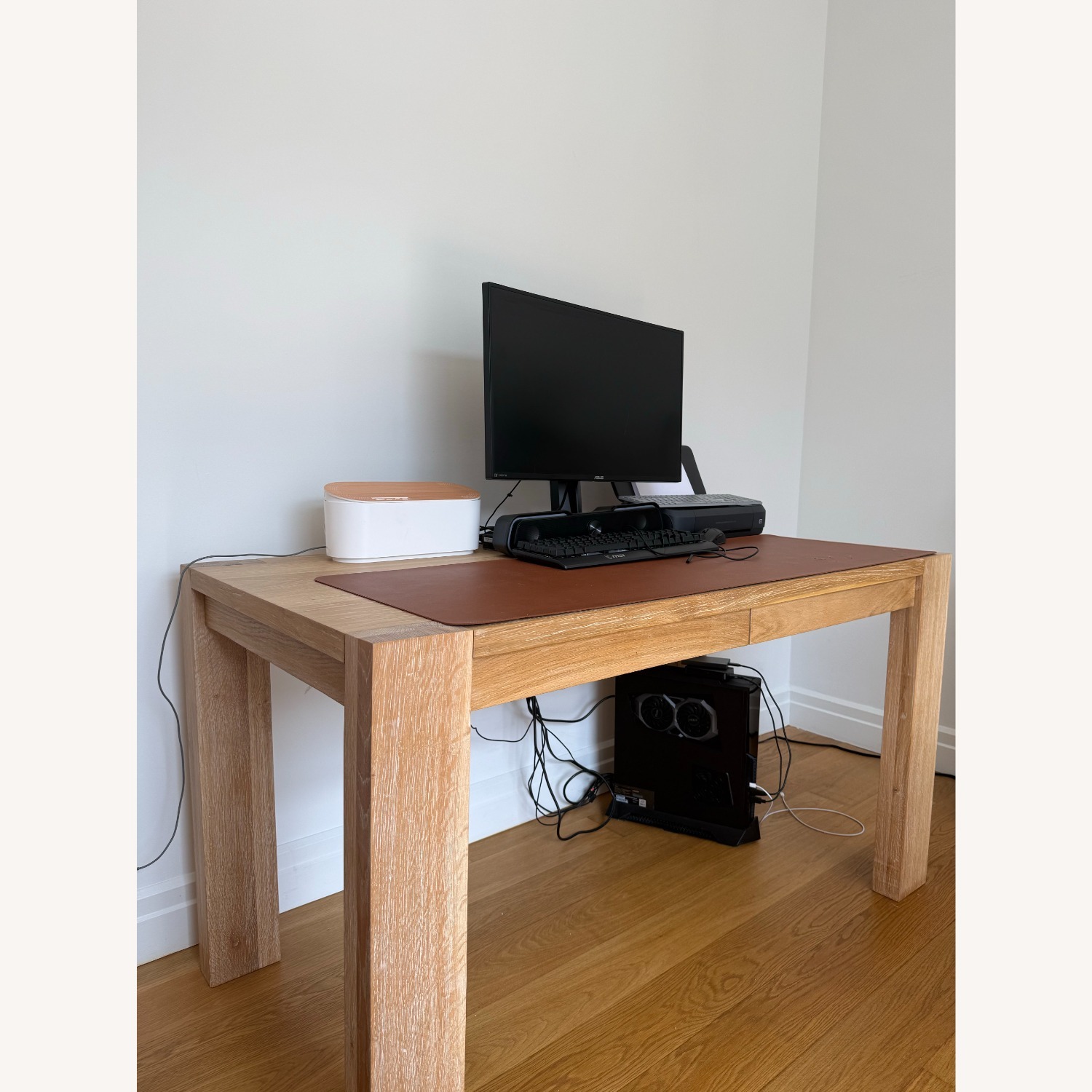 Terra Natural White Oak Wood Desk - image-2