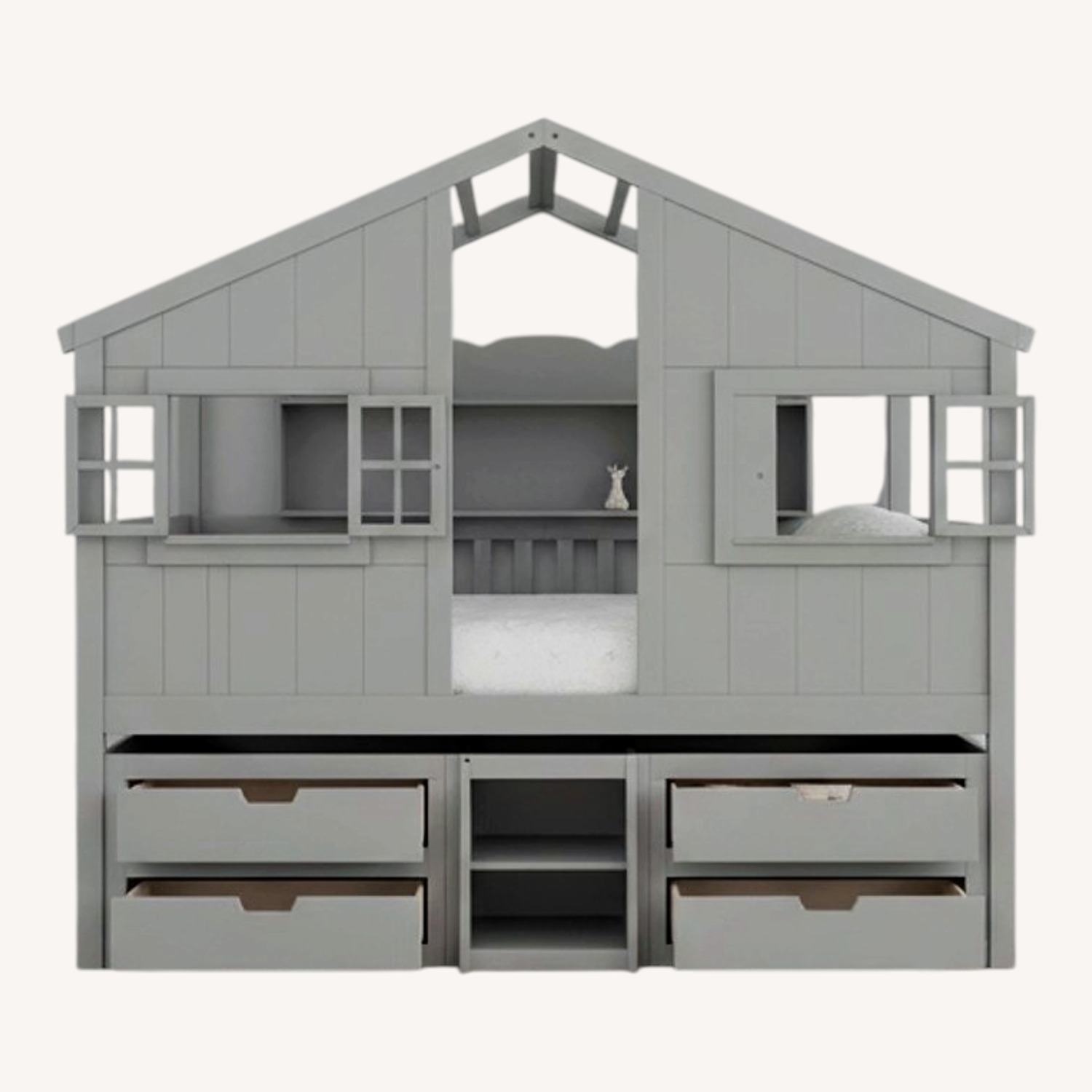 White Wood Bunk Bed - image-0