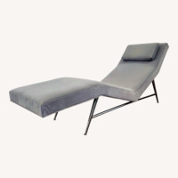Milo Baughman Light Gray Velvet Chaise Lounge