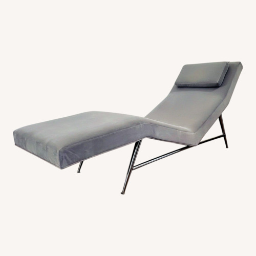 Used Milo Baughman Light Gray Velvet Chaise Lounge for sale on AptDeco