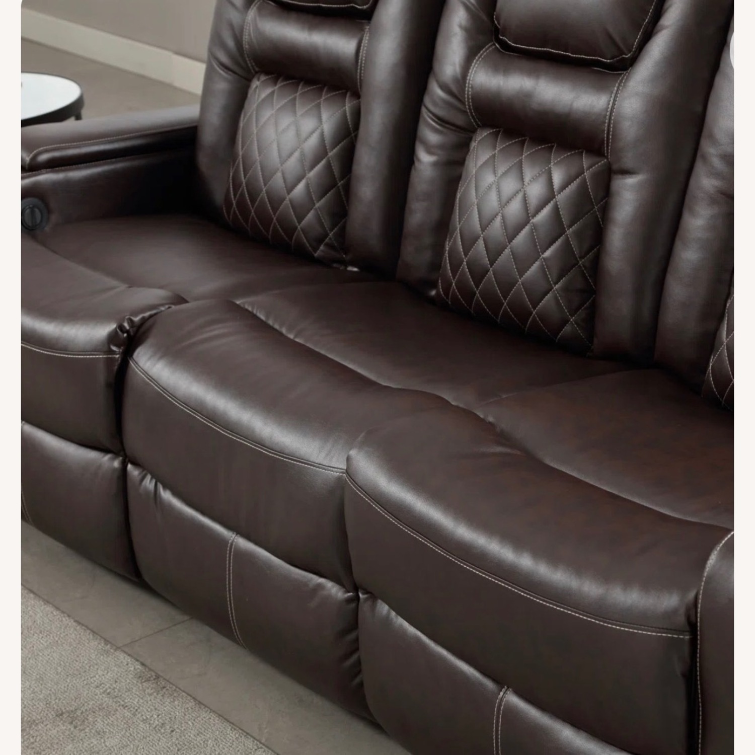 Dark Brown Leather 3+ Seater Sofa - image-4