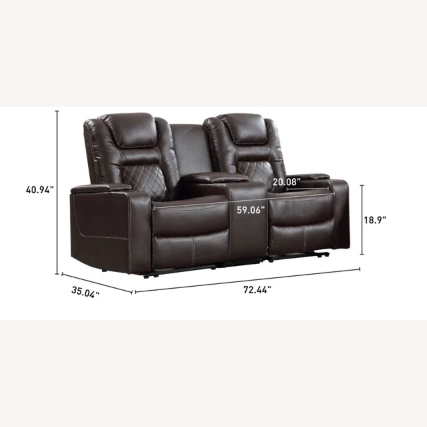 Dark Brown Leather Loveseat - image-1