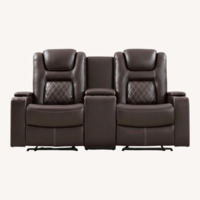 Dark Brown Leather Loveseat