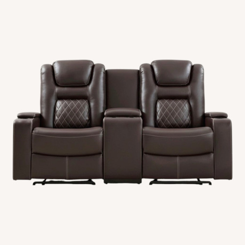 Used Dark Brown Leather Loveseat for sale on AptDeco