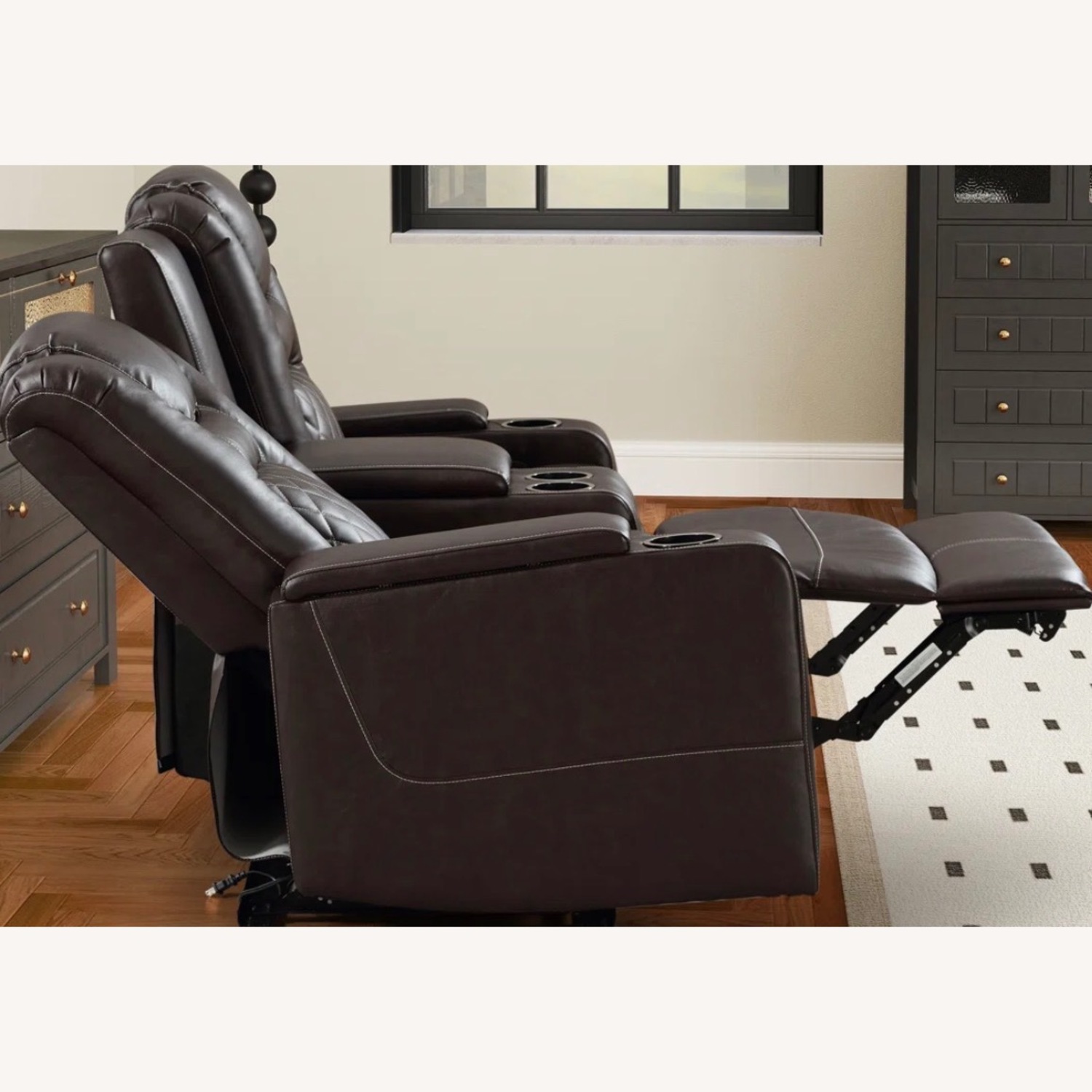 Dark Brown Leather Loveseat - image-3