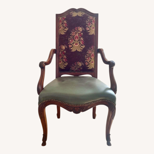 Used Henredon High Back Fabric and Leather Armchair  for sale on AptDeco