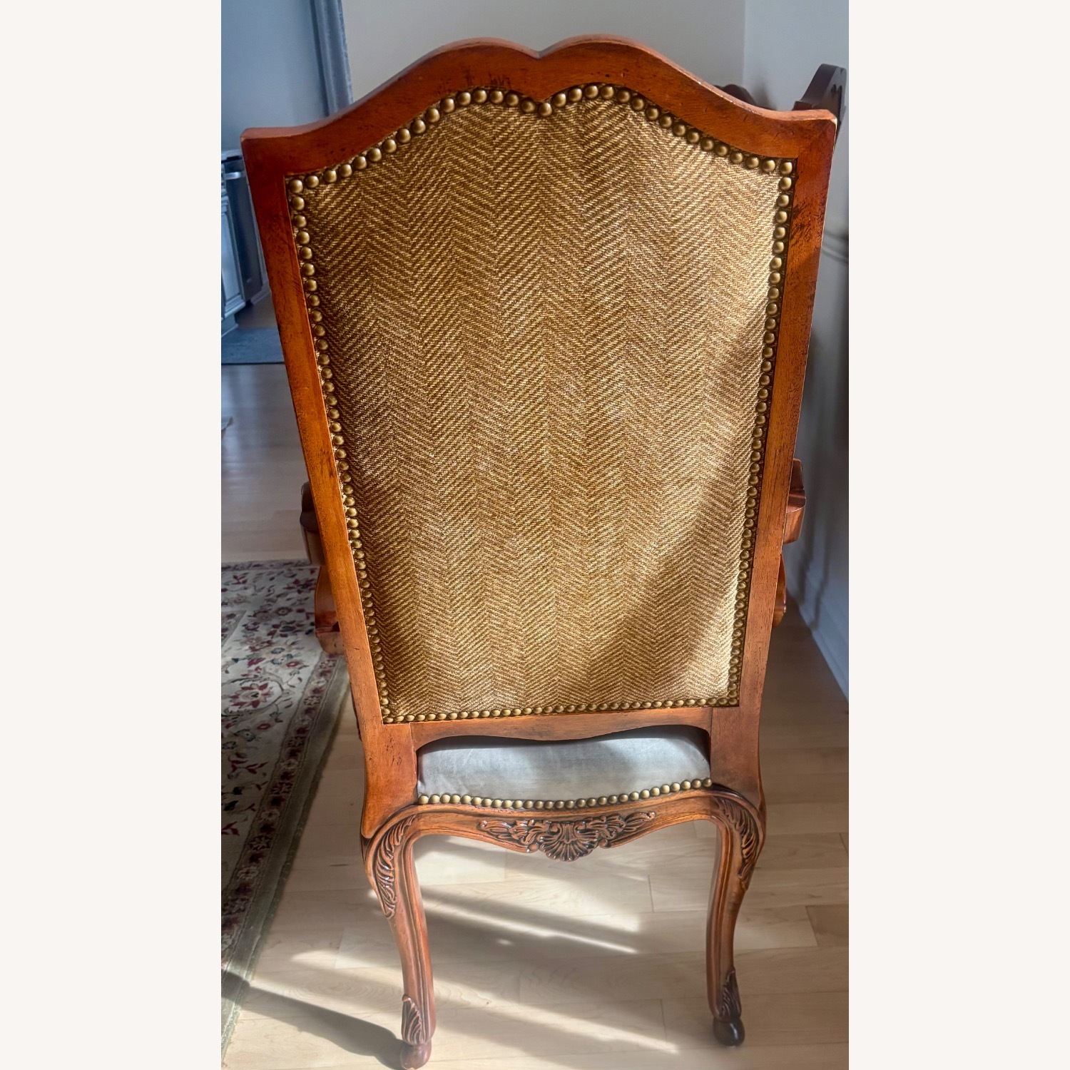 Henredon High Back Fabric and Leather Armchair  - image-2