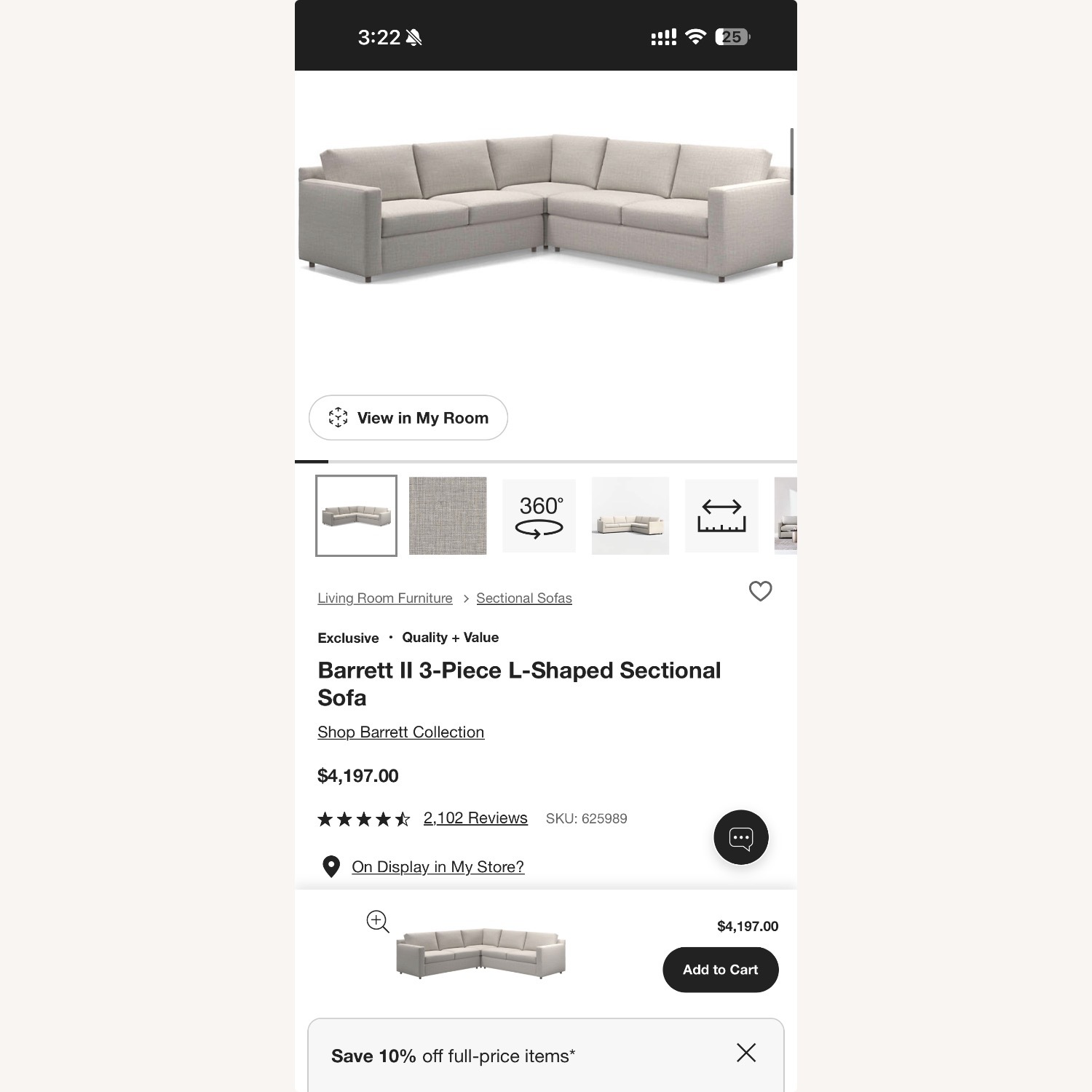 Crate & Barrel Barrett II 3-Piece L-Shaped Sectional Sofa - image-4