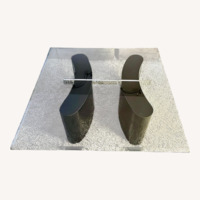 Modern Tempered Glass Coffee Table | Black Base