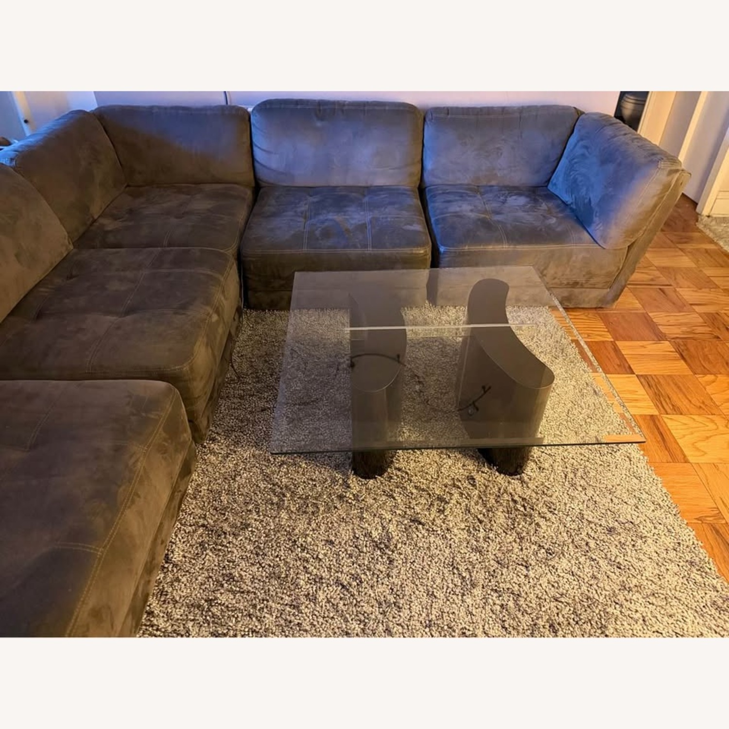 Modern Tempered Glass Coffee Table | Black Base - image-5