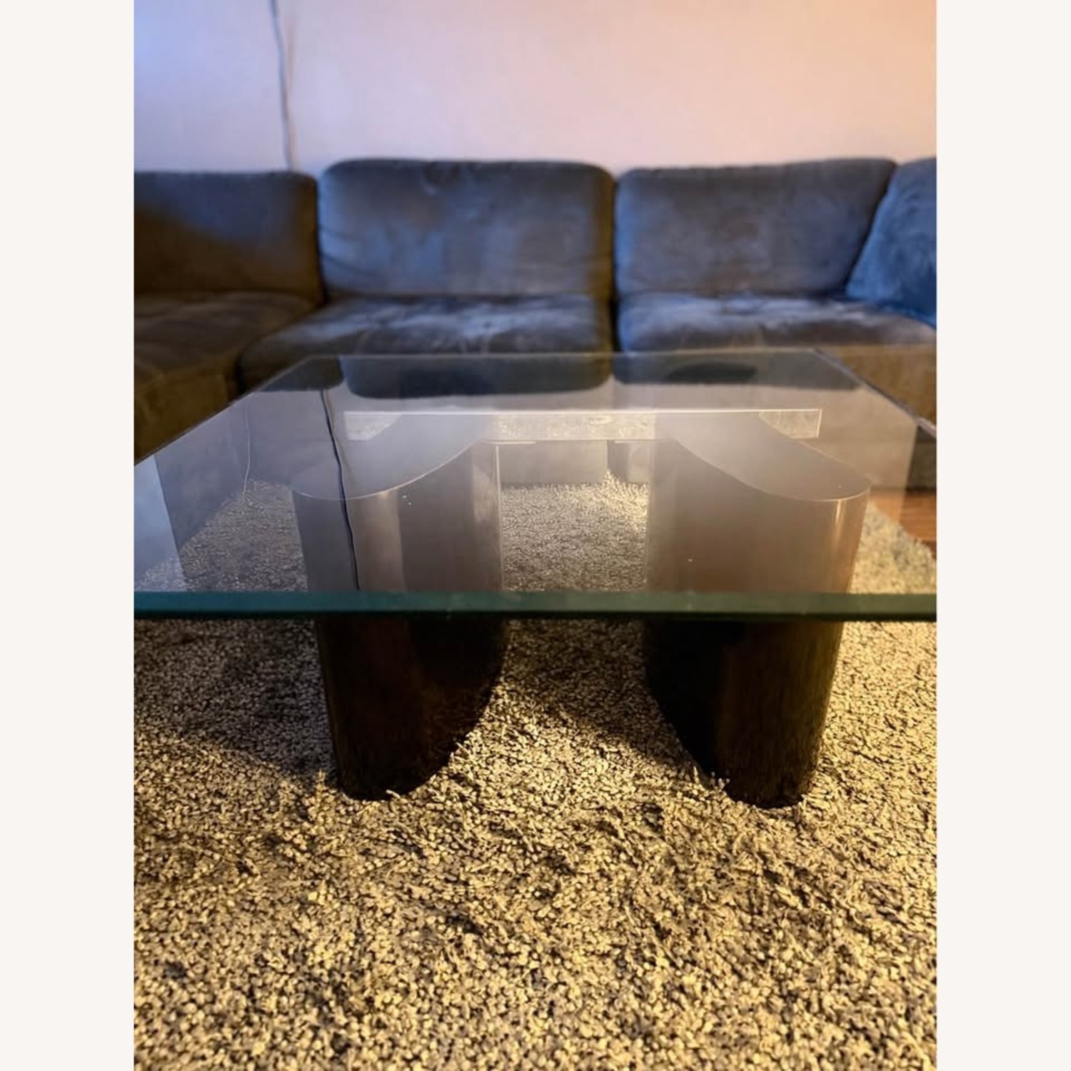 Modern Tempered Glass Coffee Table | Black Base - image-3