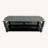 TV Stand Tempered Black Glass Media Console