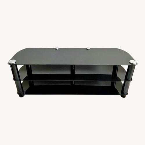Used TV Stand Tempered Black Glass Media Console for sale on AptDeco