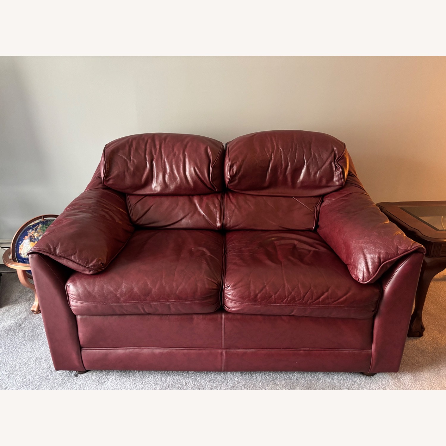 Ethan Allen Leather 2 Seater Sofa - image-3