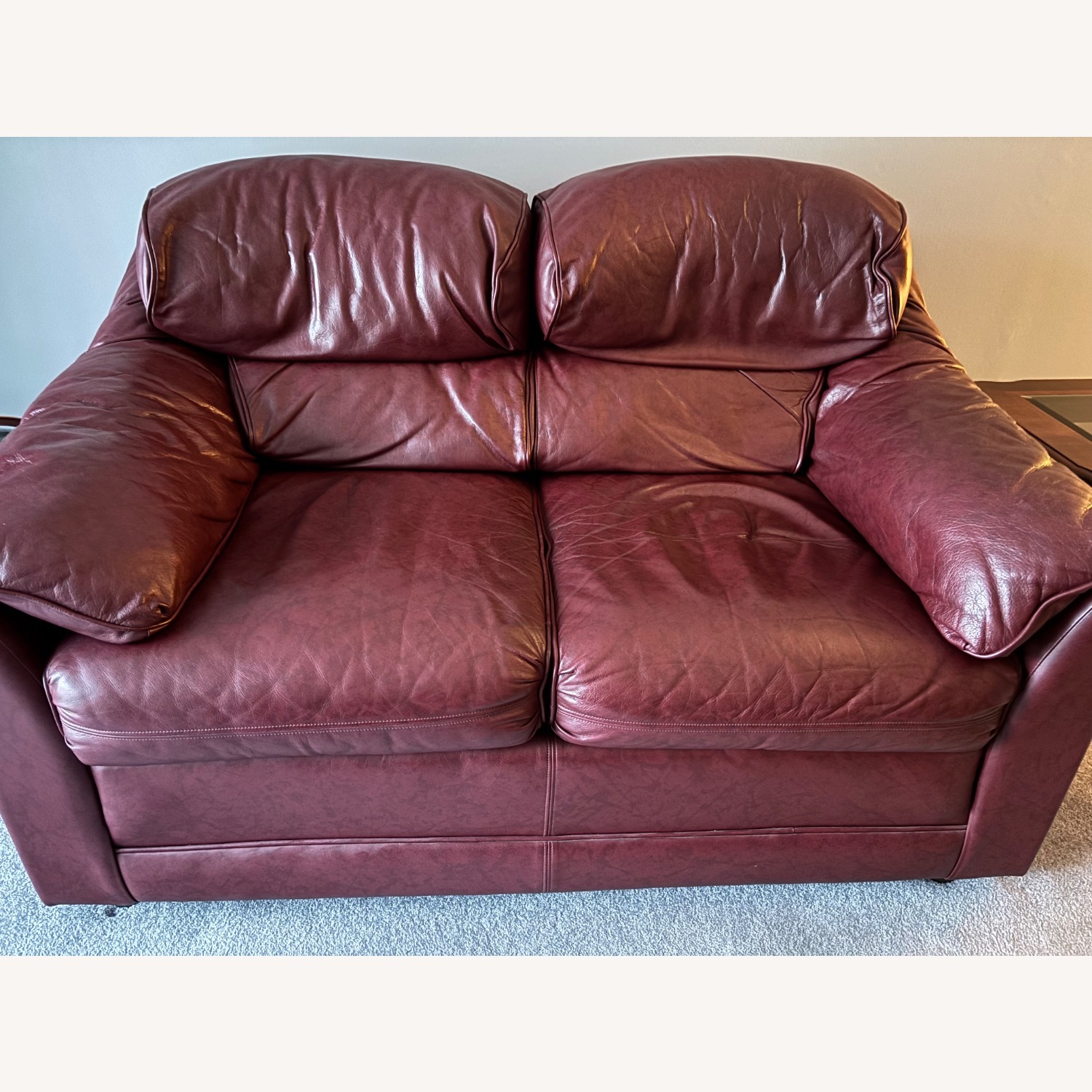 Ethan Allen Leather 2 Seater Sofa - image-1