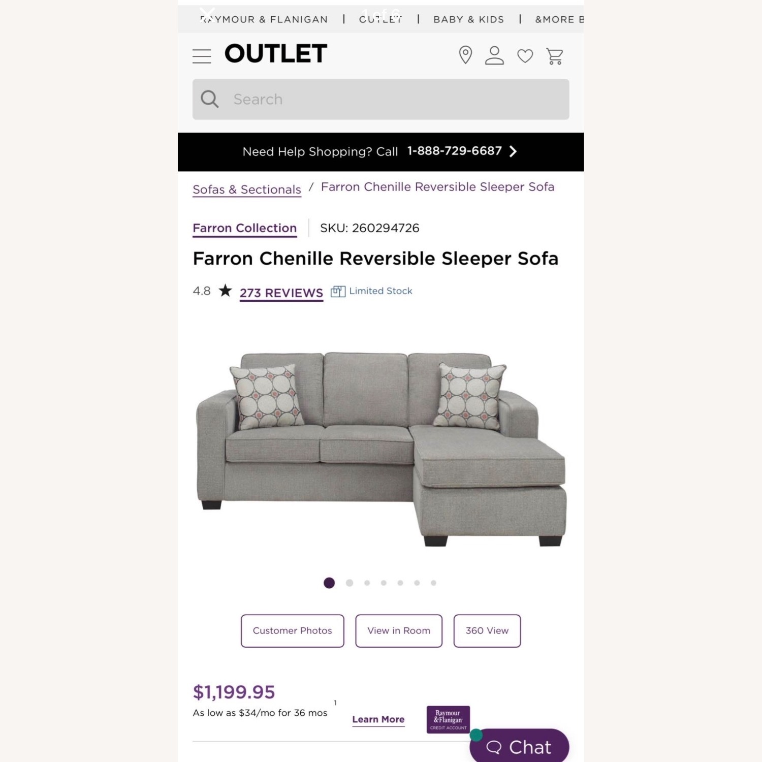 Raymour & Flanigan Farron Light Gray Fabric Sleeper Sofa - image-8