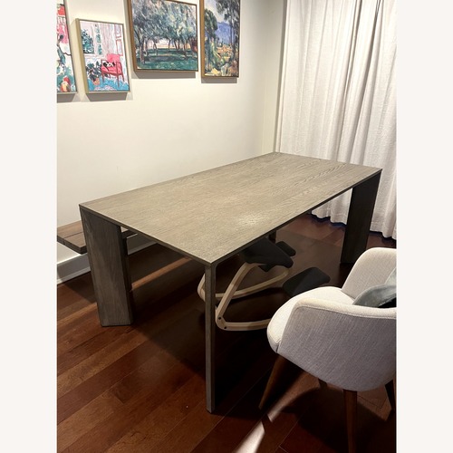 Used Restoration Hardware Arles Grey Oak Wood Dining Table for sale on AptDeco