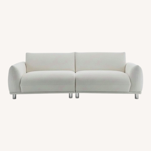 Used Latitude Run White Boucle 3+ Seat Sofa W Pillows for sale on AptDeco