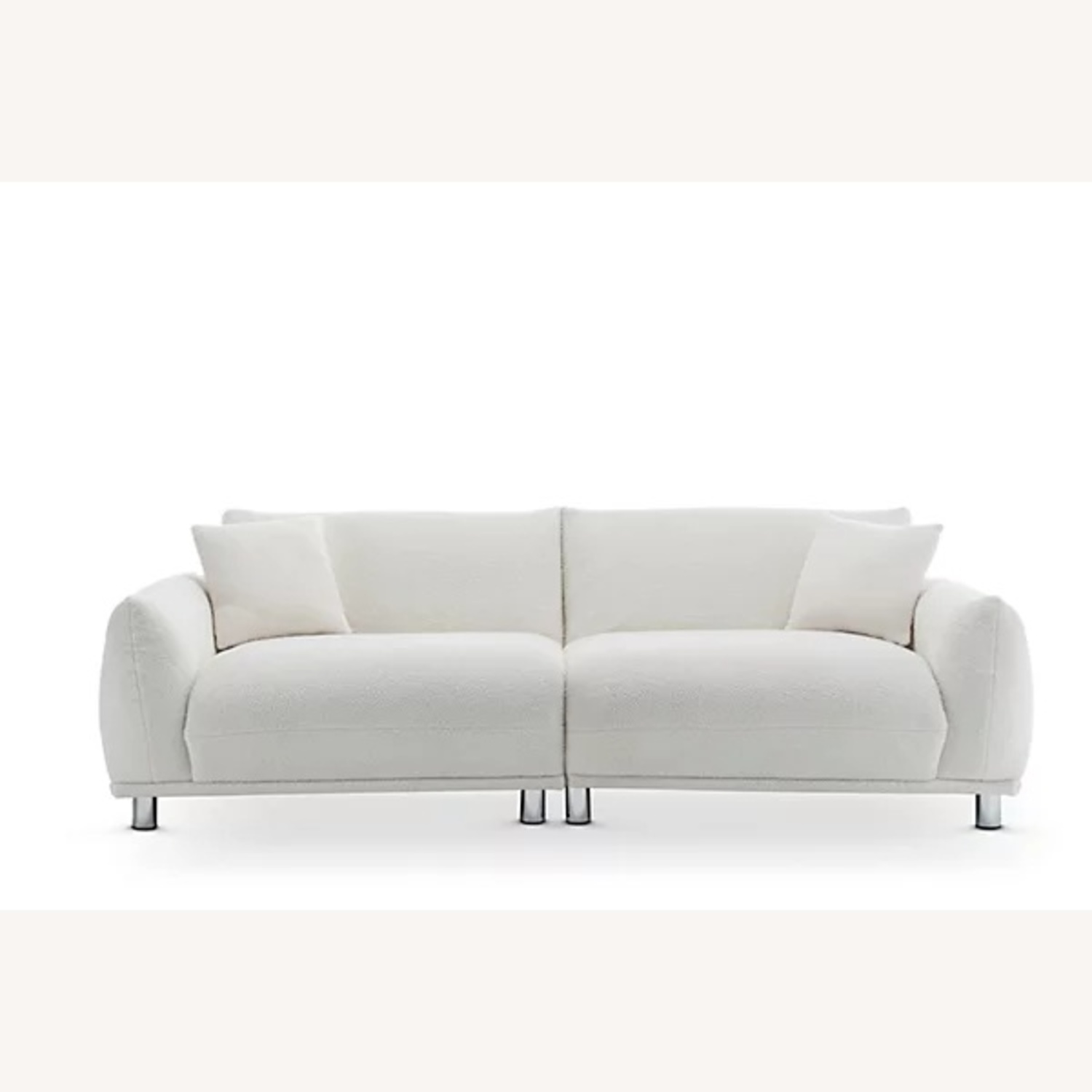 Latitude Run White Boucle 3+ Seat Sofa W Pillows - image-4
