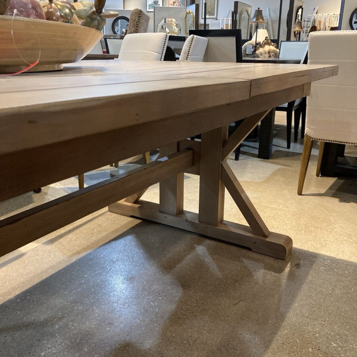 Reclaimed Wood Trestle Dining Table W 24" Leaf - image-5